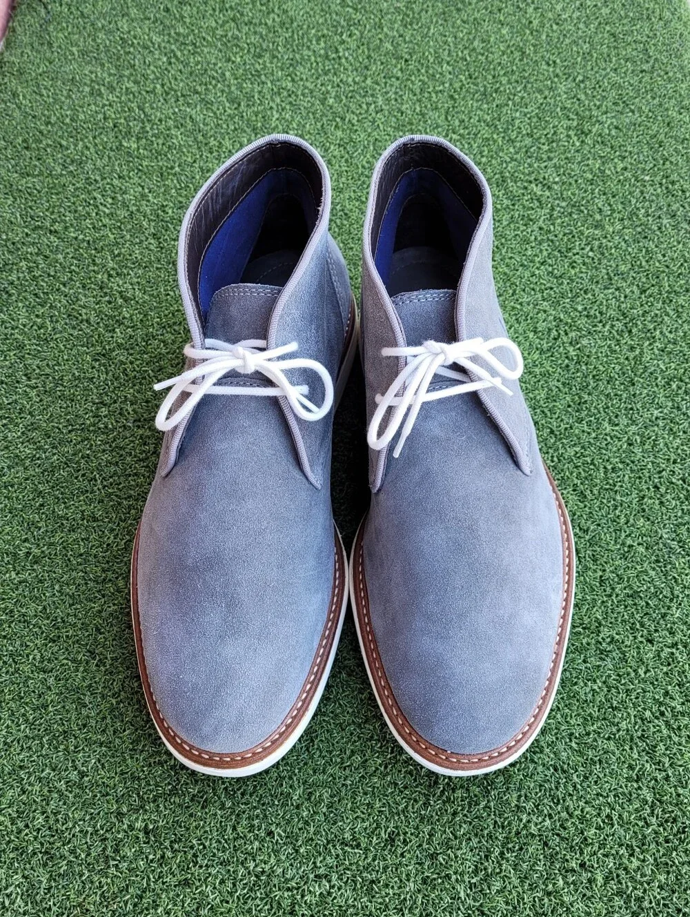 Mens WALLIN & BROS Grey Suede Chukka Boots Size 42 ~ US Size 9